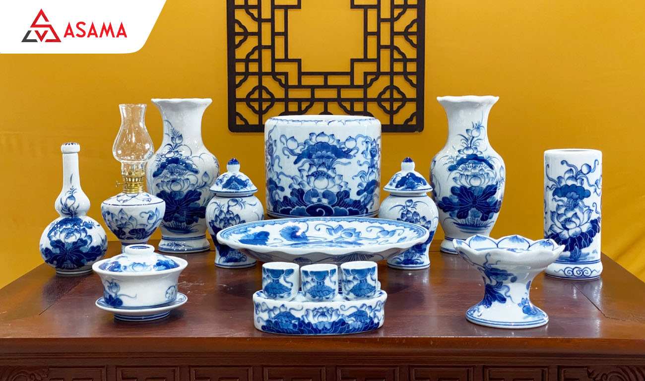 Bộ đồ thờ cúng gốm sứ