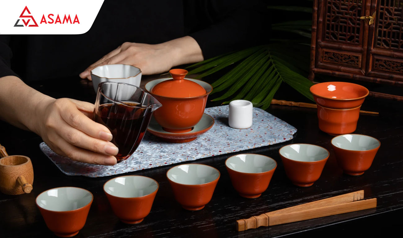 Tặng bộ ấm trà cầu sức khỏe, bình an