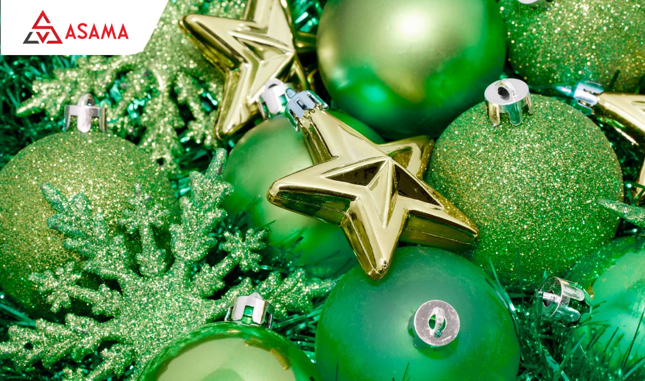Quả châu noel màu xanh lá