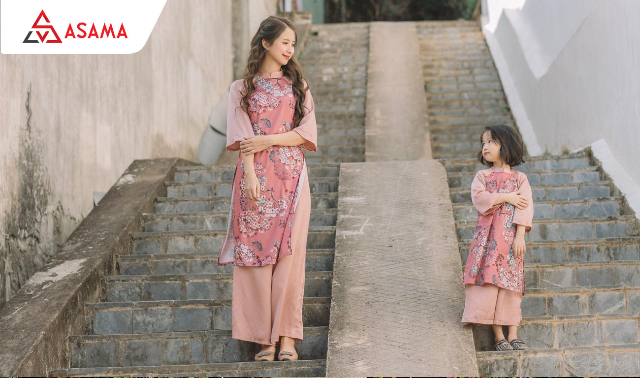 Áo dài cách tân tay phồng voan kính tiểu thư