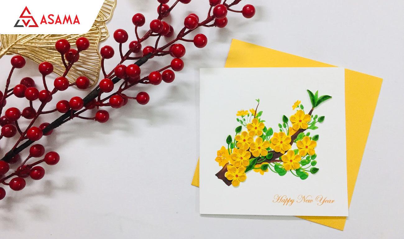 Mẫu bao lì xì cành mai đẹp ngày Tết