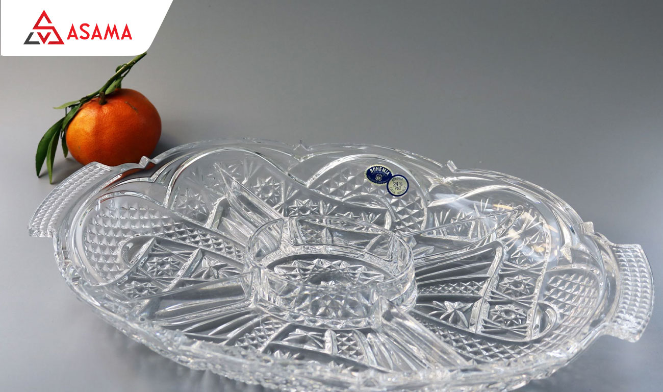 Khay đựng mứt Tết bằng Âu pha lê Tiệp Khắc