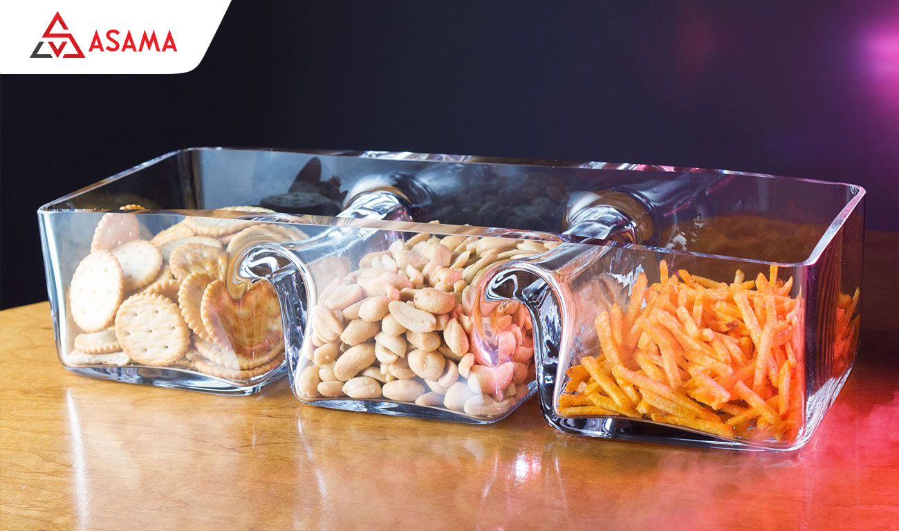 Khay đựng mứt Tết bằng nhựa Acrylic giả pha lê