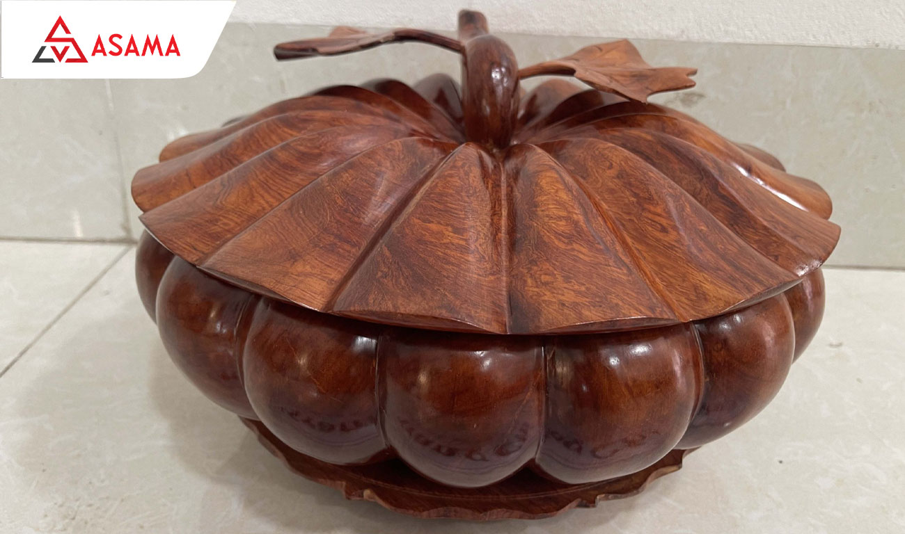 Khay gỗ tần bì hình quả bí ngô