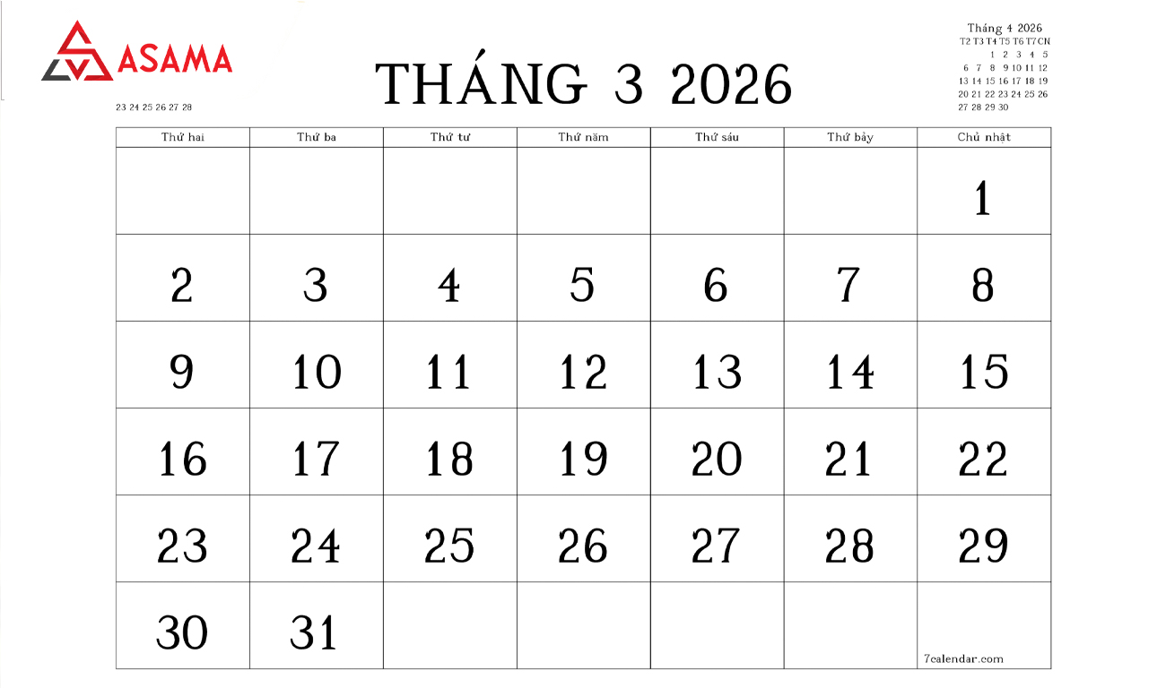 Lịch Ngày Tam Nương tháng 3/2026