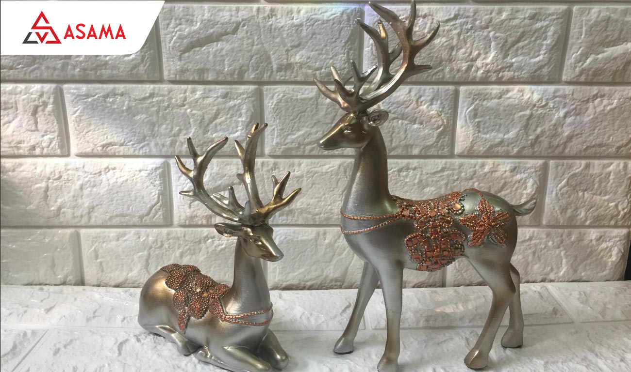 Quà tân gia phong thủy, nghệ thuật: Tượng đôi hươu tài lộc