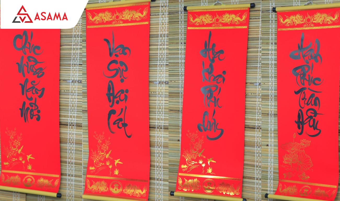 Mẫu thư pháp tết 4 chữ